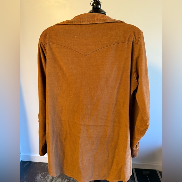 Men's Brown Corduroy Casual Button Down Shirt - Picture 2 of 5